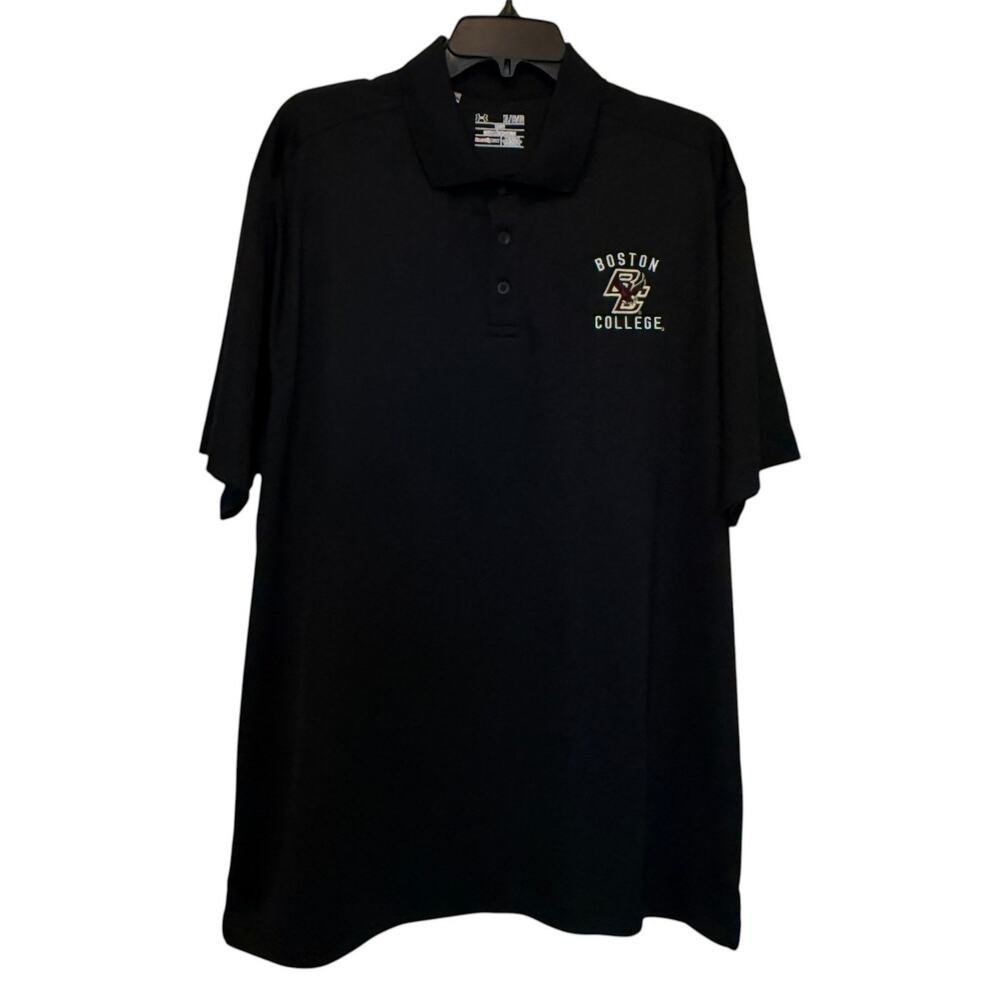 Under Armour Boston College Polo Shirt Black Short Sleeve Mens XL